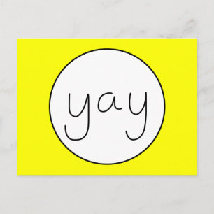 YAY Happy-handschrift, wit en geel Briefkaart