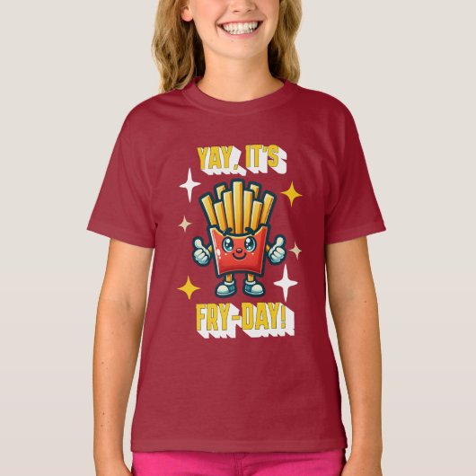 Yay, het is Fry-Day! Grappige Kawaii frietjes T-shirt (Voorkant)