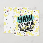 Yay, het is je verjaardag memphis tachtiger jaren feestdagenkaart (Voorkant / Achterkant)