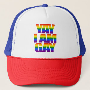 Yay Ik ben Gay Pride Happy LGBT Rainbow Flag LGBTQ Trucker Pet