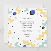 Yay, it's your birthday memphis eighties style men feestdagenkaart (Achterkant)