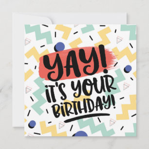 Yay, it's your birthday memphis eighties style men feestdagenkaart