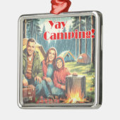 Yay Kamperen in de regen Metalen Ornament (Links)