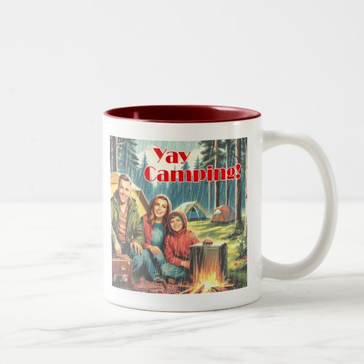 Yay Kamperen in de regen Tweekleurige Koffiemok (Rechts)