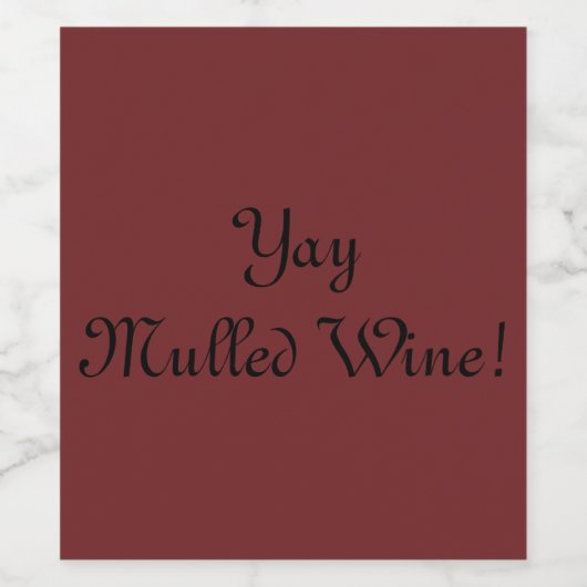 Yay Mulled wijn! Wijn Etiket (Enkel label)