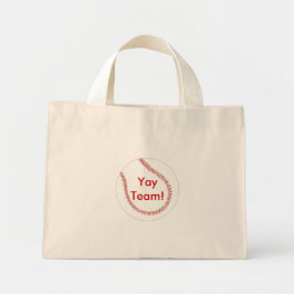 Yay Team of Jouw tekst honkbal Aangepaste canvas t Mini Tote Bag