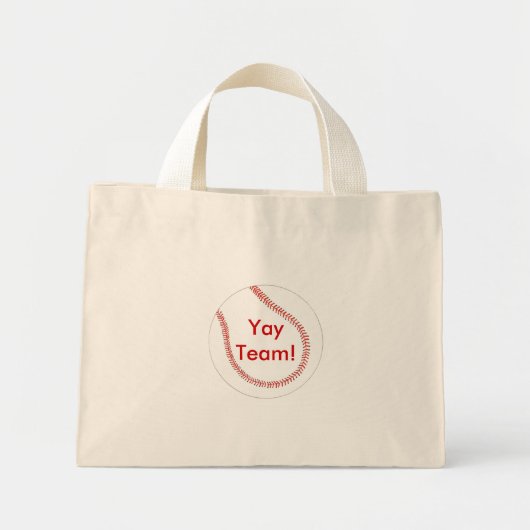 Yay Team of Jouw tekst honkbal Aangepaste canvas t Mini Tote Bag (Voorkant)
