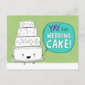Yay voor bruidstaart! Grappige huwelijksaankondigi Aankondigingskaart (Voorkant)