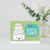 Yay voor bruidstaart! Grappige huwelijksaankondigi Aankondigingskaart (Staand voorkant)