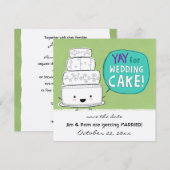 YAY voor de bruiloft Cake! Funny Wedding Announcem Save The Date (Voorkant / Achterkant)
