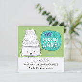 YAY voor de bruiloft Cake! Funny Wedding Announcem Save The Date (Staand voorkant)