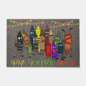 Yay You're Here Doormat, Cute Crayons Deurmat (Voorkant)