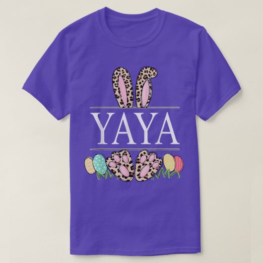 yaya Bunny Leopard Grandma Easter Day Rabbit Eggs T-shirt (Design voorkant)
