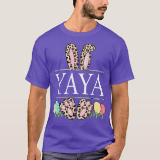 yaya Bunny Leopard Grandma Easter Day Rabbit Eggs T-shirt