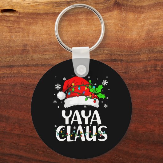 Yaya Claus Christmas Lights Pajama Family Matching Sleutelhanger (Voorkant)