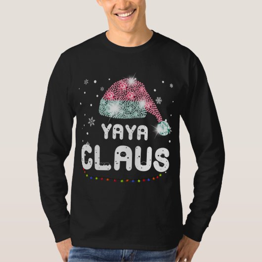 Yaya Claus Kerst Pet Diamond Pyjama Familie Mat T-shirt (Voorkant)