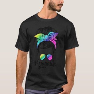Yaya Life Messy Haar Bun Tie Dye Vrouwen Moederdag T-shirt