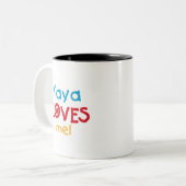Yaya Loves Me T-shirts en geschenken Tweekleurige Koffiemok (Voorkant links)