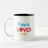 Yaya Loves Me T-shirts en geschenken Tweekleurige Koffiemok (Links)