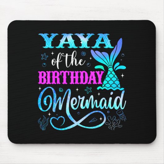 Yaya Of The Birthday Mermaid Family Matching Party Muismat (Voorkant)