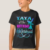 Yaya Of The Birthday Mermaid Family Matching Party T-shirt (Voorkant)