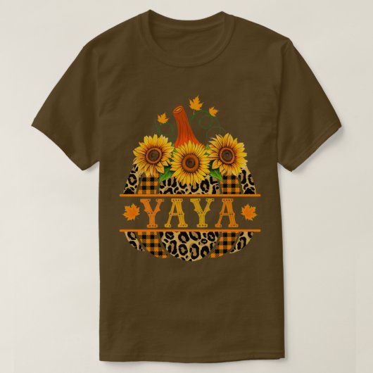 Yaya Pumpkin Leopard Print Sunflower Buffalo T-shirt (Design voorkant)