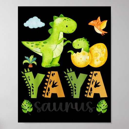 Yaya Saurus T-Rex Dinosaur Moederdag Poster (Voorkant)