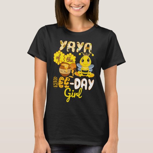 Yaya van de Bijendag Meisje Bijenverjaardagsfeestj T-shirt (Voorkant)