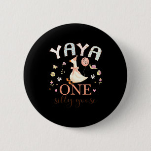 Yaya van de ene domme gans 1e verjaardag meisje ronde button 5,7 cm