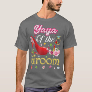 Yaya van de groom Happy Wedding Flower Pink Shoe M T-shirt