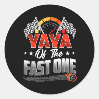 Yaya van de snelle verjaardag 1e raceauto familie ronde sticker