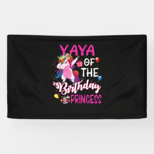 Yaya van de verjaardag Prinses Eenhoorn Meisje T-s Spandoek