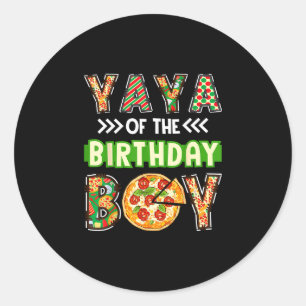 Yaya van het jongetje verjaardag jongen pizza lief ronde sticker