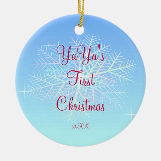 YaYa's eerste kerst-sneeuwvlokkerornament Keramisch Ornament (Voorkant)