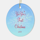 YaYa's eerste kerst-sneeuwvlokkerornament Keramisch Ornament (Links)