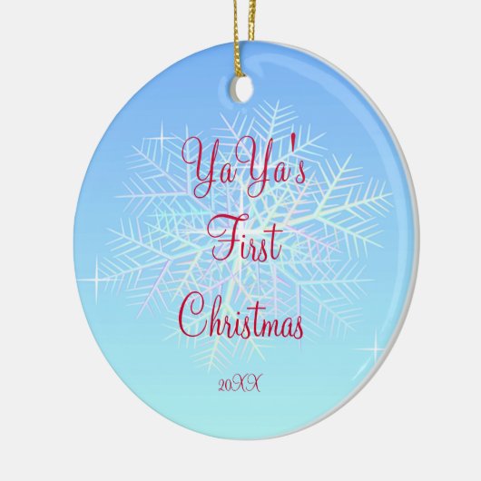 YaYa's eerste kerstsnowflake-ornament Keramisch Ornament (Links)