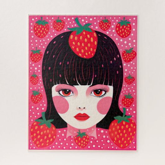 Yayoi Kusama Aardbei Meisje Funky Legpuzzel (Verticaal)