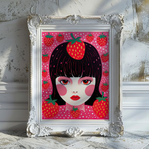 Yayoi Kusama Aardbei Meisje Wandkunst Print