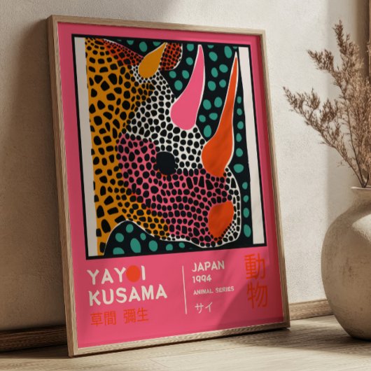 Yayoi Kusama Abstract Rhino Colorful Exhibition Poster