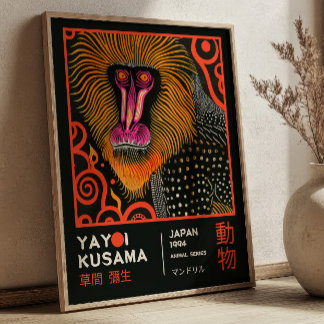 Yayoi Kusama Apen Illustratie Retro Tentoonstellin Poster