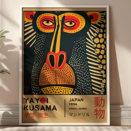 Yayoi Kusama Art Mandrill Illustration Exhibition Poster
