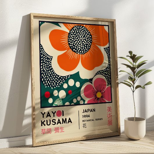 Yayoi Kusama Bloemententoonstelling Elegant Retro Poster