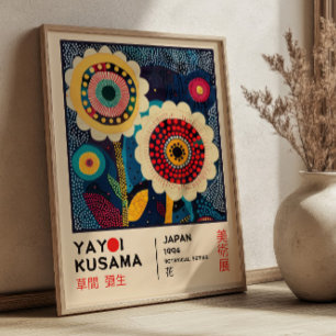 Yayoi Kusama Bloemententoonstelling Retro Botanisc Poster