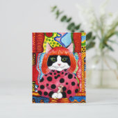 Yayoi Kusama eerbetoon als Schattige Cat mouse bri Briefkaart (Staand voorkant)