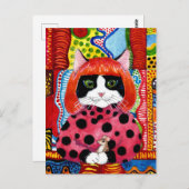Yayoi Kusama eerbetoon als Schattige Cat mouse bri Briefkaart (Voorkant / Achterkant)