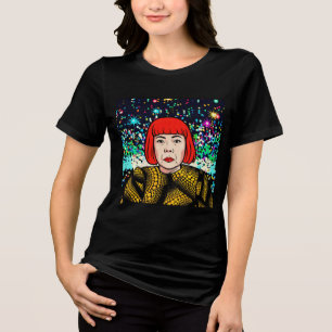 Yayoi Kusama Pop Art Halftone Portret Tri-Blend Shirt
