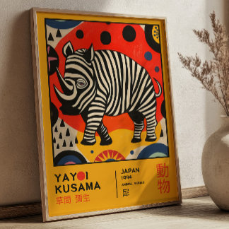 Yayoi Kusama Rhino Retro Japanse Kunsttentoonstell Poster
