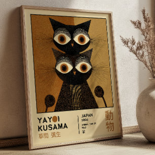 Yayoi Kusama Zwarte Katten Japanse Tentoonstelling Poster
