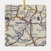 Yazoo City MS  Map Keramisch Ornament (Voorkant)