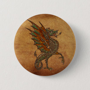 Ye Old Medieval Dragon Design Ronde Button 5,7 Cm